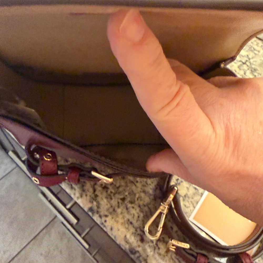 Michael Kors Emilia small saddle leather Oxblood Burgundy Crossbody Bag; New - Picture 3 of 7